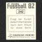 Preview: Bernd Cullmann Panini Sticker Nr. 242 - Fußball 82