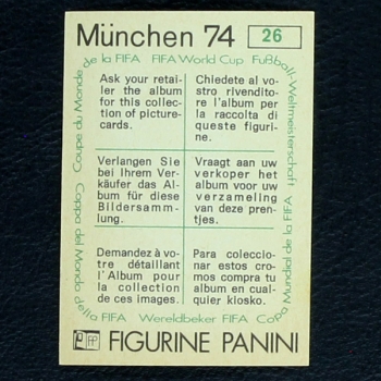 Rimet 1938 Sticker No. 26 Panini - München 74