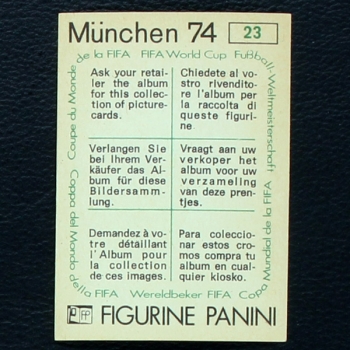 Coupe de Monde Sticker No. 23 Panini - München 74