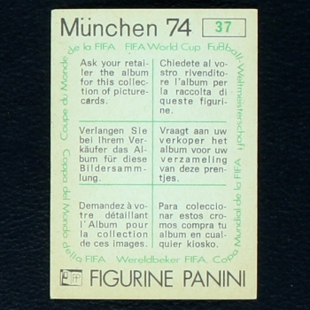 Rimet 1958 Sticker No. 37 Panini - München 74