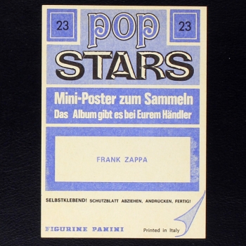 Frank Zappa Panini Sticker No. 23 - Pop Stars