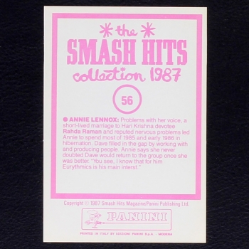 Annie Lennox Panini Sticker No. 56 - Smash Hits 87
