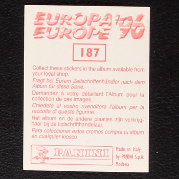 Preview: Euro 96 Nr. 187 Panini Sticker Zinedine Zidane - rot