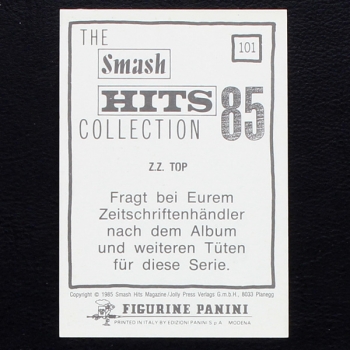 Z.Z. TOP Panini Sticker No. 101 - Smash Hits 85