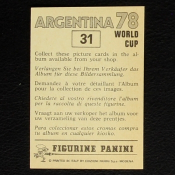 Argentina 78 No. 31 Panini sticker Beckenbauer