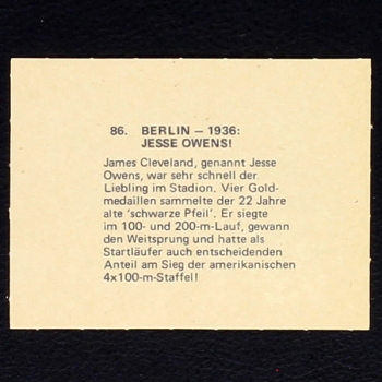 Jesse Owens Card No. 86 Wikö Bild - Olympia 1972 München ruft!