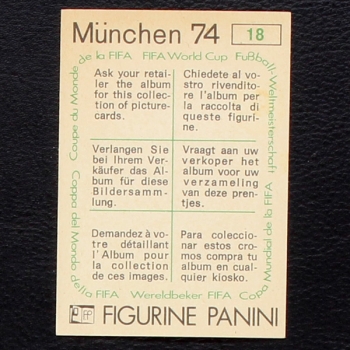 Rimet 1930 Sticker No. 18 Panini - München 74