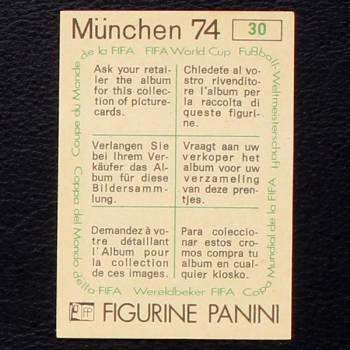 Rimet 1950 Sticker No. 30 Panini - München 74