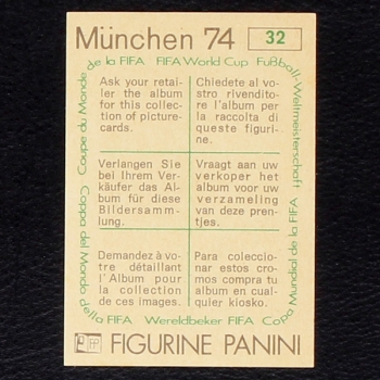 Rimet 1954 Sticker No. 32 Panini - München 74