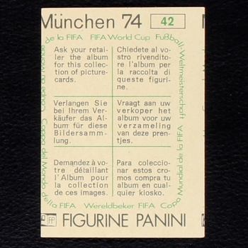 Rimet 1962 Sticker No. 42 Panini - München 74