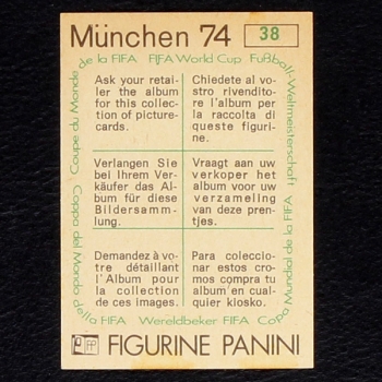 Rimet 1958 Sticker No. 38 Panini - München 74