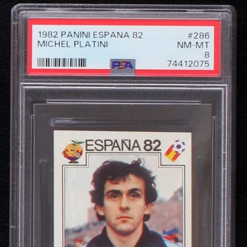 Preview: Michel Platini Espana 82 Panini Sticker No. 286 - PSA 8
