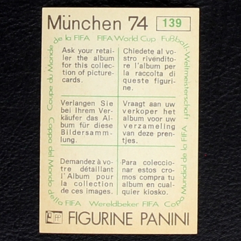 Preview: Antonio Arias Sticker No. 139 Panini - München 74