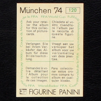 Preview: Frank Ganzera Sticker No. 120 Panini - München 74