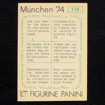 Preview: Bernd Bransch Sticker No. 118 Panini - München 74