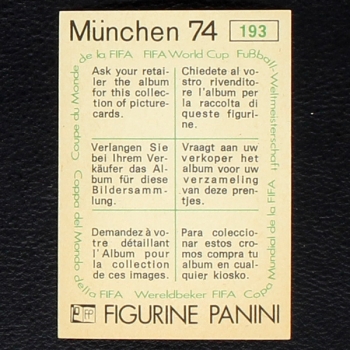 Preview: Slobodan Santrac Sticker No. 193 Panini - München 74