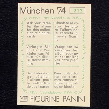 Preview: Derek Parlane Sticker No. 213 Panini - München 74