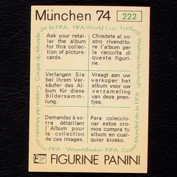 Preview: Juan Masnik Sticker No. 222 Panini - München 74