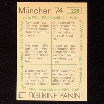 Preview: Virgilio Rocha Sticker No. 226 Panini - München 74