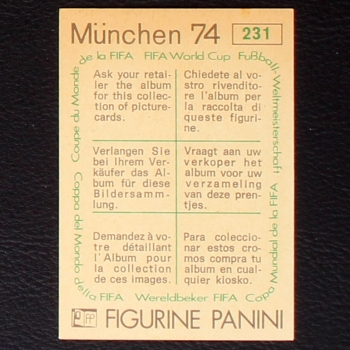 Preview: Denis Milar Sticker No. 231 Panini - München 74