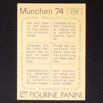 Preview: Fernando Morena Sticker No. 230 Panini - München 74