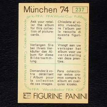 Preview: Wim Suurbier Sticker No. 237 Panini - München 74