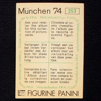 Ivan Zafirov Sticker No. 253 Panini - München 74