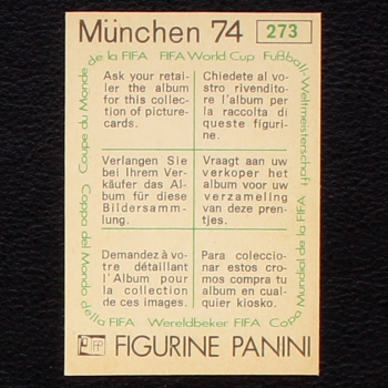 Preview: Björn Nordqvist Sticker No. 273 Panini - München 74