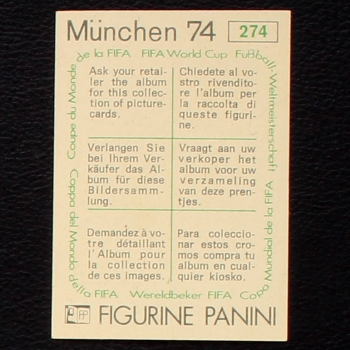 Preview: Björn Andersson Sticker No. 274 Panini - München 74
