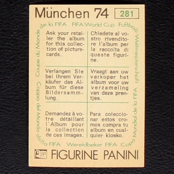 Preview: Ralf Edström Sticker No. 281 Panini - München 74