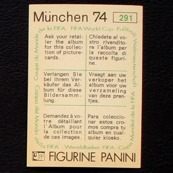 Preview: Giuseppe Sabadini Sticker No. 291 Panini - München 74