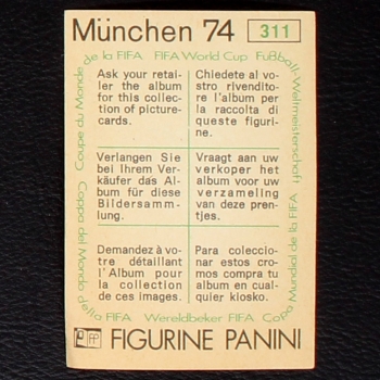 Preview: Henry Francillon Sticker No. 311 Panini - München 74