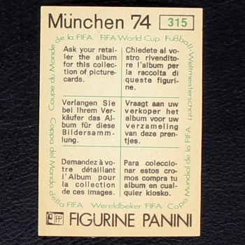 Preview: Jean-Claude Desir Sticker No. 315 Panini - München 74