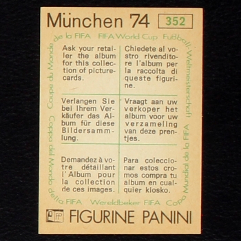 Preview: Christian Piot Sticker No. 352 Panini - München 74