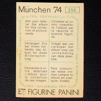Preview: Vladimir Muntian Sticker No. 356 Panini - München 74