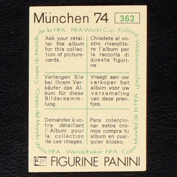 Preview: Josef Adamec Sticker No. 362 Panini - München 74