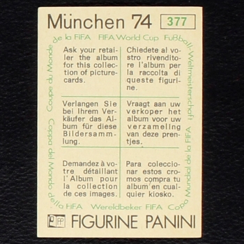 Preview: Georges Bereta Sticker No. 377 Panini - München 74