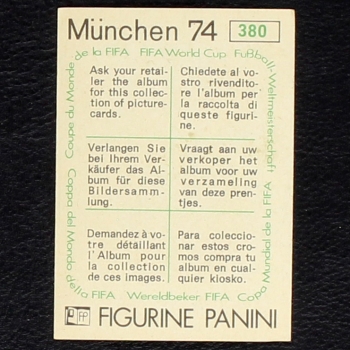 Preview: Herve Revelli Sticker No. 380 Panini - München 74