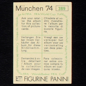 Preview: Sandor Zambo Sticker No. 389 Panini - München 74