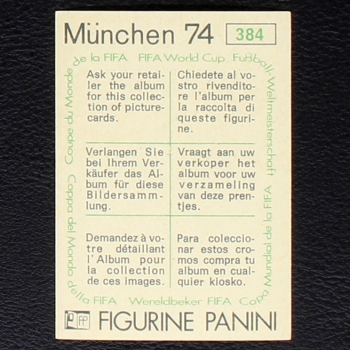 Preview: Pierre Chapuisat Sticker No. 384 Panini - München 74