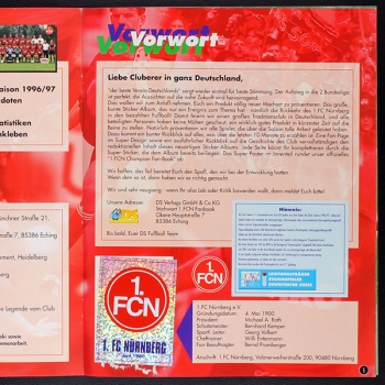 Preview: 1 FC Nürnberg 1997 DS Sticker Album fast komplett -1