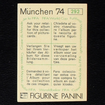 Preview: Giacinto Facchetti Sticker No. 292 Panini - München 74