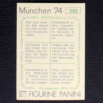 Preview: Roberto Boninsegna Sticker No. 305 Panini - München 74