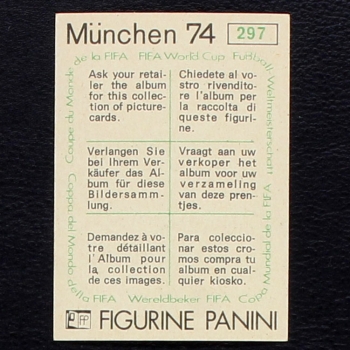 Preview: Romeo Benetti Sticker No. 297 Panini - München 74