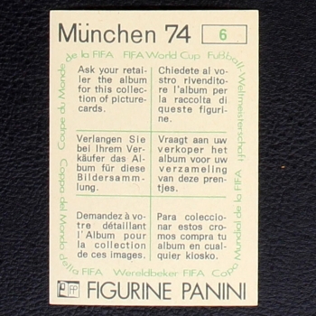 Preview: World Cup Pokal Sticker No. 6 Panini - München 74