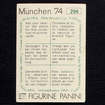 Preview: Giuseppe Wilson Sticker No. 296 Panini - München 74