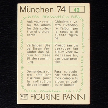 Preview: Rimet 1962 Sticker No. 42 Panini - München 74