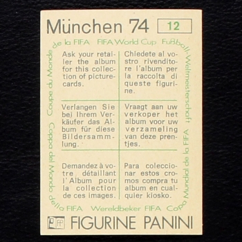 Preview: World Cup Pokal Sticker No. 12 Panini - München 74