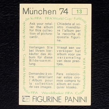 Preview: World Cup Pokal Sticker No. 13 Panini - München 74