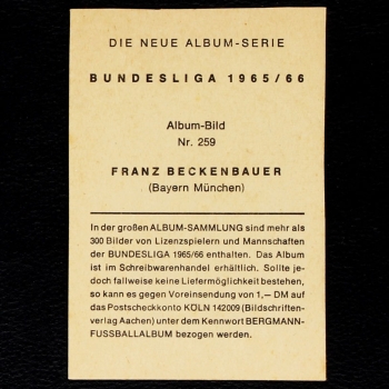 Franz Beckenbauer Rookie Bergmann Card No. 259 - Bundesliga 1965